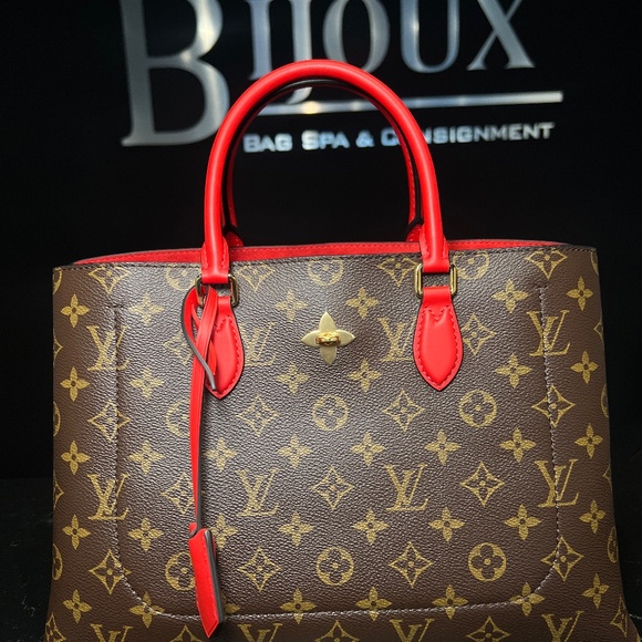 LIke New! Flower Tote Monogram Red - Picture 4 of 12